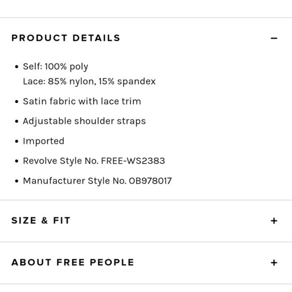 FREE PEOPLE intimately your eyes cami lace satin camisole xs small - Picture 3 of 10